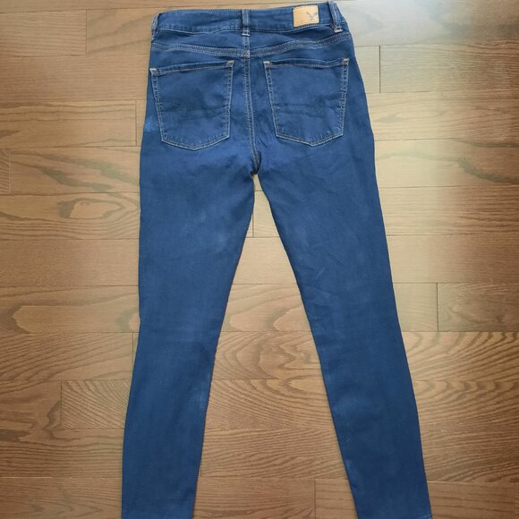 American Eagle Outfitters Super Super Stretch High-Rise Crop Dark Jean Jegging - Picture 2 of 8